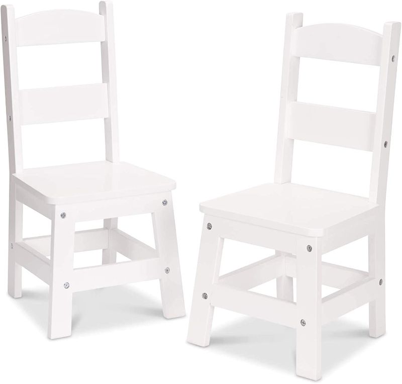 Photo 1 of Melissa & Doug Wooden Chairs, Set of 2 - White Furniture for Playroom
