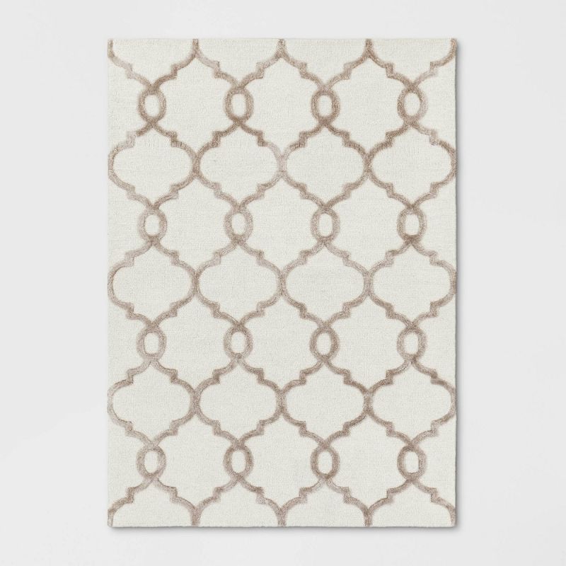 Photo 1 of 5'X7' Trellis Tufted Viscose Area Rug Cream - Opalhouse , Ivory