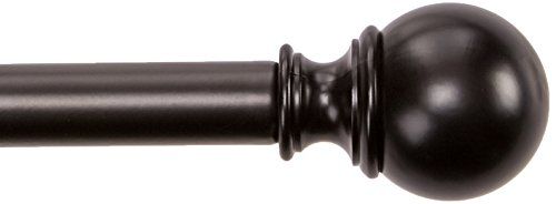 Photo 1 of AmazonBasics 1" Curtain Rod with Round Finials, 72" to 144", Black