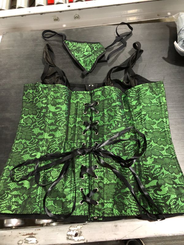 Photo 1 of Green corset with floral design , with thing size 4 XL