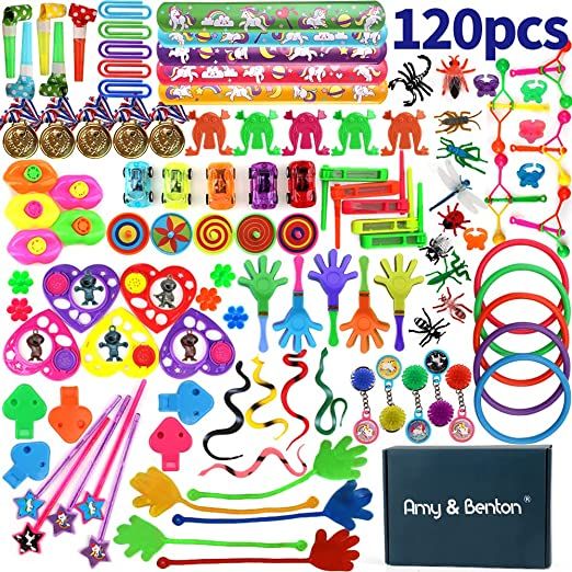 Photo 1 of Amy&Benton 120PCS Treasure Box Prizes for Classroom, Kids Birthday Party Favors for Goodie Bag Fillers, Assorted Pinata Fillers, Bulk Party Toy Assortment
