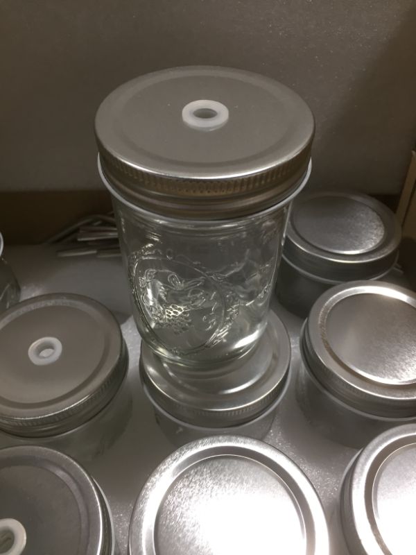 Photo 3 of Ball Mason Jars 8 OZ, OAMCEG 12 Pack Canning Jars with Lids & Straws for Regular Mouth Mason Jars, 100% Recycled Sipper Mason Jar Drinking Glasses/Jars/Mugs, Ideal for Juice, Jam, Honey, Spices
