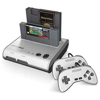 Photo 1 of Retro-Bit Retro Duo 2 in 1 Console System - for Original NES/SNES, & Super Nintendo Games - Silver/Black
