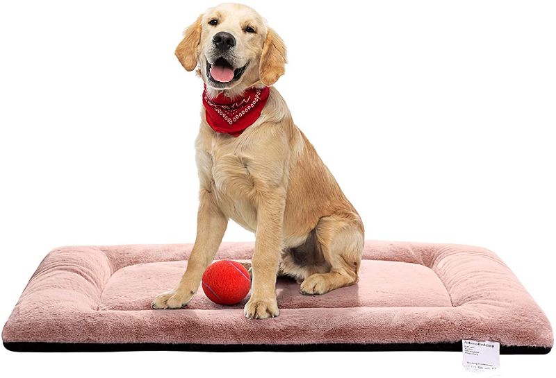 Photo 1 of AthenaBedding Ultra Soft Pet(Dog/Cat) Crate Mat Non-Slip Machine Washable Kennel Pad Dog Sleeping Well Bed for Medium Dogs(36inch,Pink)
