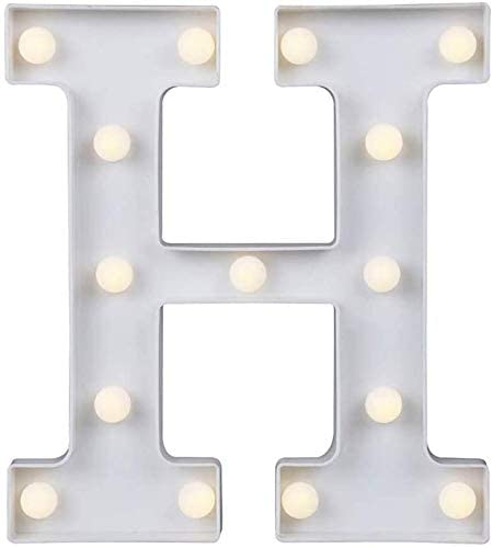 Photo 1 of LED Marquee Letter Lights?26 Alphabet & Arabic Numerals 0-9 Warm White Decorative Marquee Lamps for Wedding Birthday Party Battery Powered Christmas Lamp Home Bar Decoration (H)
