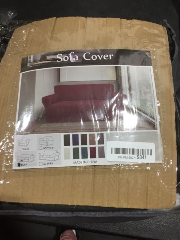 Photo 2 of 2-Piece High Stretch Sofa Cover Furniture Protector Slipcover for Oversized Sofa, Soft Spandex Form Fit Slip Resistant Stylish Fabric with Elastic Bottom, XL Sofa 96"-116", Burgundy Red
