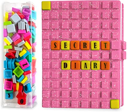 Photo 1 of Pink Notebook by WAFF, Personalized Journal With 70 Lego Like Cubes, Refillable Notebook, 120 Lined Pages, Water Proof Silicone Soft Cover, Creative Birthday Gift Diary (Pink, A7)
