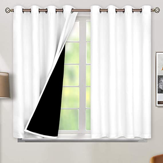 Photo 1 of BGment Thermal Insulated 100% Blackout Curtains for Bedroom with Black Liner, Double Layer Full Room Darkening Noise Reducing Grommet Curtain ( 52 x 54 Inch, Pure White, 2 Panels )
