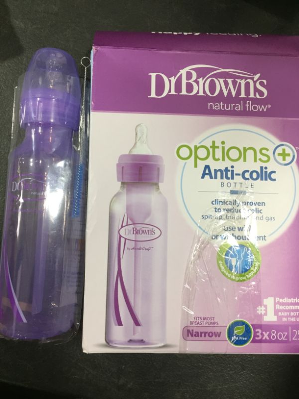 Photo 3 of Dr. Brown's™ Options+™ Anti-Colic Baby Bottles with Level 1 Nipples, Purple 3 Pack 8 oz
