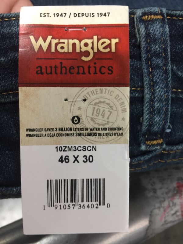 Photo 3 of Wrangler Authentics Men's Relaxed Fit Comfort Flex Waist Jeans. Size 46x30