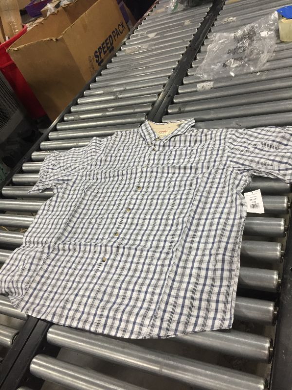 Photo 2 of Wrangler Authentics Men's Short Sleeve Classic Shirt, Blue Plaid, 3X-Large

