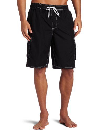 Photo 1 of Kanu Surf Men's Board Shorts Black - Black Barracuda Swim Trunks - Men Size Large 