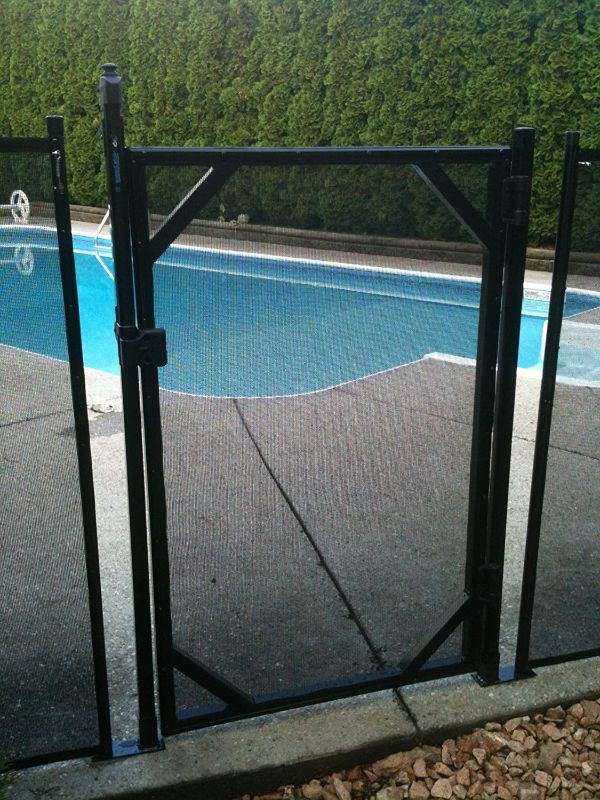 Photo 1 of WaterWarden 30” Wide Inground Pool Gate, Black – Self-Closing and Removeable, Coordinates with 4’ x 12’ Outdoor Child Safety Fencing, Easy DIY Installation, WWG201, 4' (48" H)

