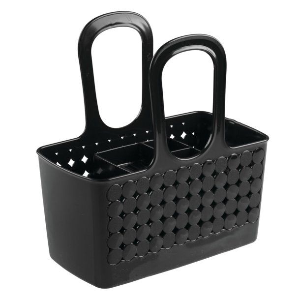 Photo 1 of iDesign Orbz Plastic Bathroom Shower Tote Small Divided College Dorm Shower Caddy for Shampoo, Soap, Cosmetics, Beauty Products, Black
