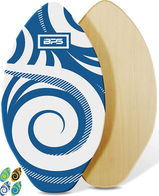 Photo 1 of BPS ‘Koru’ Skimboards with Colored EVA Grip Pad and High Gloss Clear Coat | Wooden Skim Board with Grip Pad for Kids and Adults | Choose from 3 Sizes and Traction Pad Color

