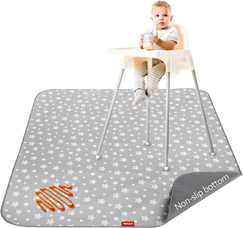 Photo 1 of Mealtime High Chair Mat Floor Mats for Kids, Non Slip Waterproof Splat Mat Washable Portable Picnic Splash Mat for Baby Art/Craft/Playtime, 72inch - taupe Star
