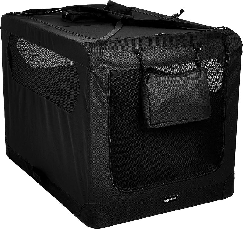 Photo 1 of AmazonBasics Premium Folding Portable Soft Pet Crate - 42‘, BLACK
