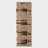 Photo 1 of 2'4"x7' Runner Reseda Hand Woven Striped Jute Cotton Area Rug Black - Threshold™ Designed with Studio McGee
