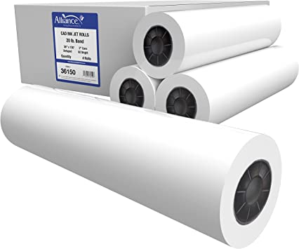 Photo 1 of Alliance Wide Format Paper CAD Bond Rolls (20lb | 4 Rolls, 36 In x 150 Ft | 2" Core)
