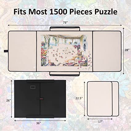 Photo 1 of 1500 Piece Puzzle Board, Portable Puzzle Board, Puzzle Mat with 1 Handle Bag, 2 Sorting Trays and 6 Colorful Trays, Puzzle Mat for Jigsaw Puzzles, Puzzle Boards for Adults, Non-Slip Surface, Black
