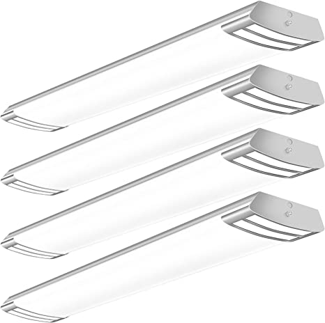 Photo 1 of AntLux 4FT LED Flush Mount Puff Lights, 40W 4500LM Linear Light, 4000K Neutral White, 4 Foot Integrated LED Wraparound Ceiling Lighting Fixtures for Kitchen Laundry, Fluorescent Replacement, 4 Pack
