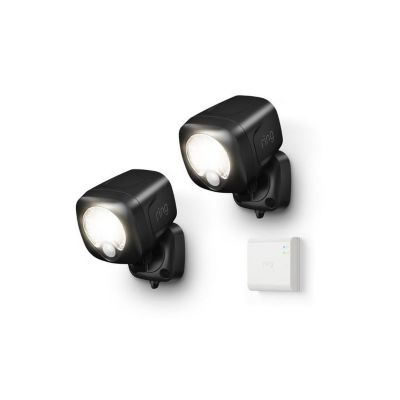 Photo 1 of Ring Black Smart Lighting Motion Activated Outdoor Integrated LED Spot Light Battery 2-Pack with Smart Lighting Bridge