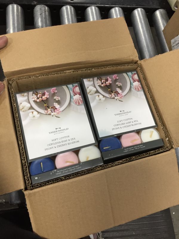 Photo 2 of 24pk Tealight Candle Soft Cotton/Cerulean Surf and Sea/Peony and Cherry Blossom - Threshold™ (6 PACKS IN A BOX)
