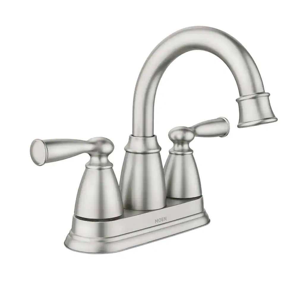 Photo 1 of Banbury 4 in. Centerset Double Handle Bathroom Faucet in Brushed Nickel
