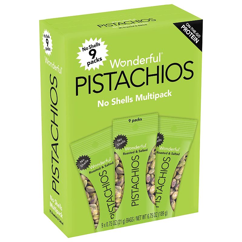 Photo 1 of Wonderful Pistachios No Shells Roasted and Salted Nuts, 0.75 Ounce (Pack of 9)
