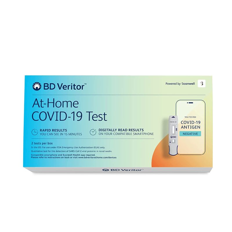 Photo 1 of BD Veritor At-Home COVID-19 Digital Test Kit, Rapid Digital Results in 15 Minutes to Compatible iPhone and Samsung or Google Smartphone,
