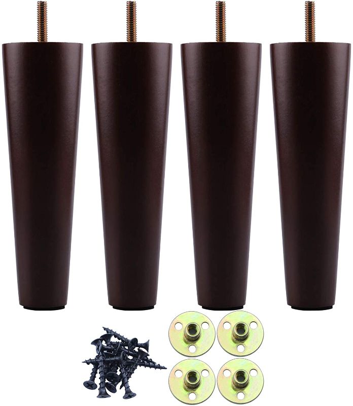 Photo 1 of Wood Furniture Feet 10 Inch, Round Brown Wooden Chair Legs Sofa Legs Set of 4, Couch Legs Replacement for Armchair, Cabinet, Mid Century Modern Dresser Or Home DIY Projects Bun Feet
