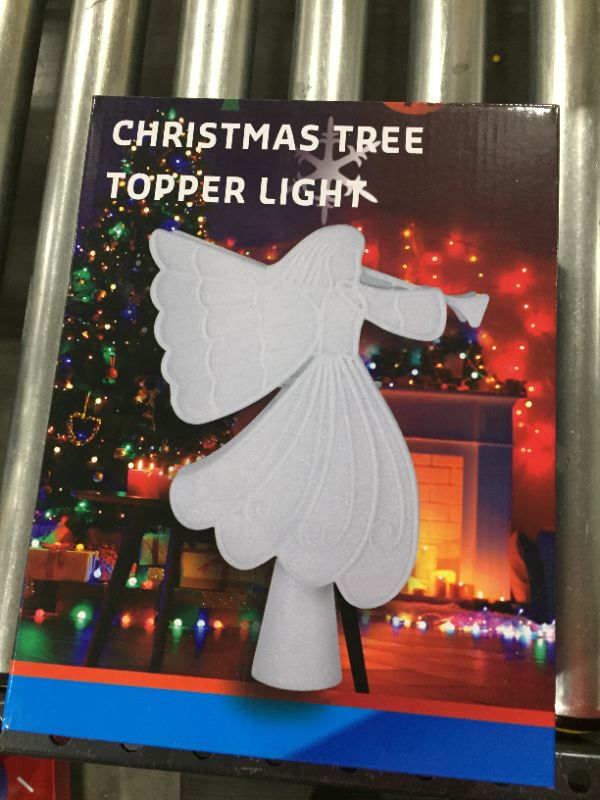 Photo 3 of Christmas Tree Topper, Angel Tree Topper, Christmas Tree Toppers with Rotating Snowflake Led Projector, Angel Christmas Tree Topper Lighted for Tree Toppers Christmas Decorations, White
