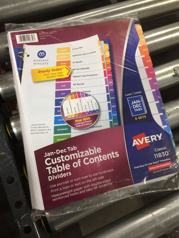 Photo 2 of Avery Ready Index Customizable Table of Contents Numeric Dividers, 31-Tab, Multicolor Tabs, 6 Sets | Quill
