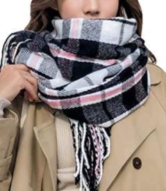 Photo 1 of Wander Agio Women's Fashion Scarves Long Shawl Winter Thick Warm Knit Large Plaid Scarf
