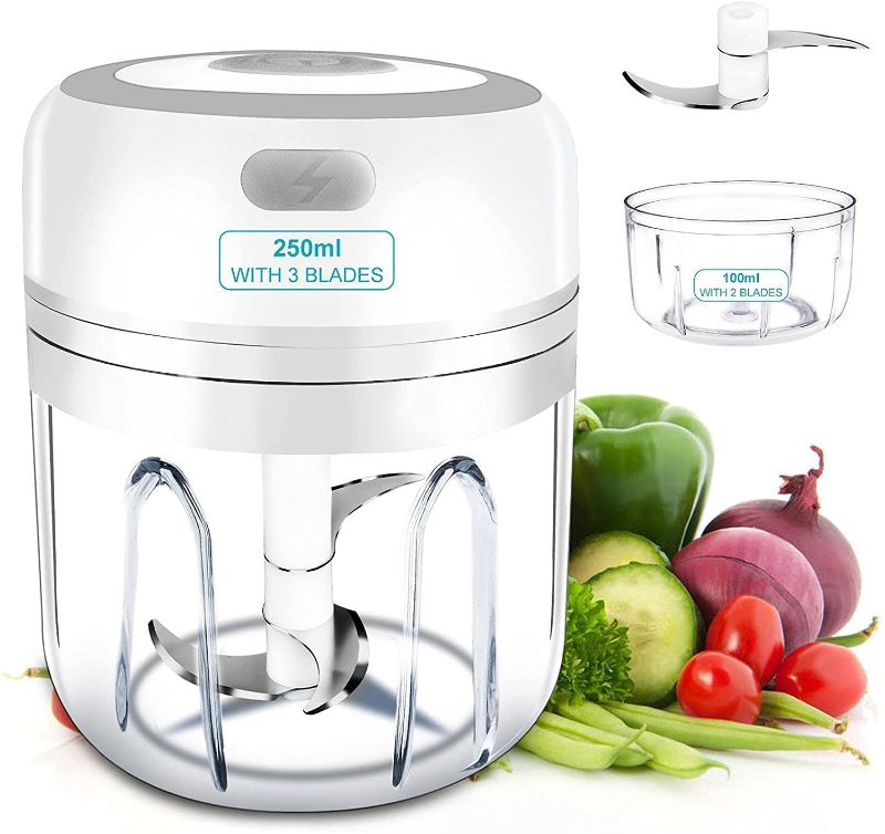 Photo 1 of Electric Mini Garlic-Chopper, Rechargeable Electric Garlic Grinder with USB-Charging Apply to Garlic, Onion, Meat, Baby Food, Vegetable, Chilli, Gingers,
