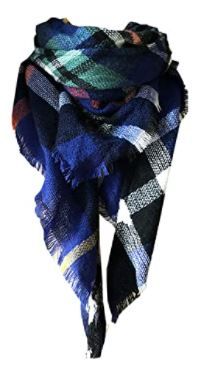 Photo 1 of Wander Agio Womens Warm Long Shawl Winter Wraps Large Scarves Knit Cashmere Feel Plaid Triangle Scarf
