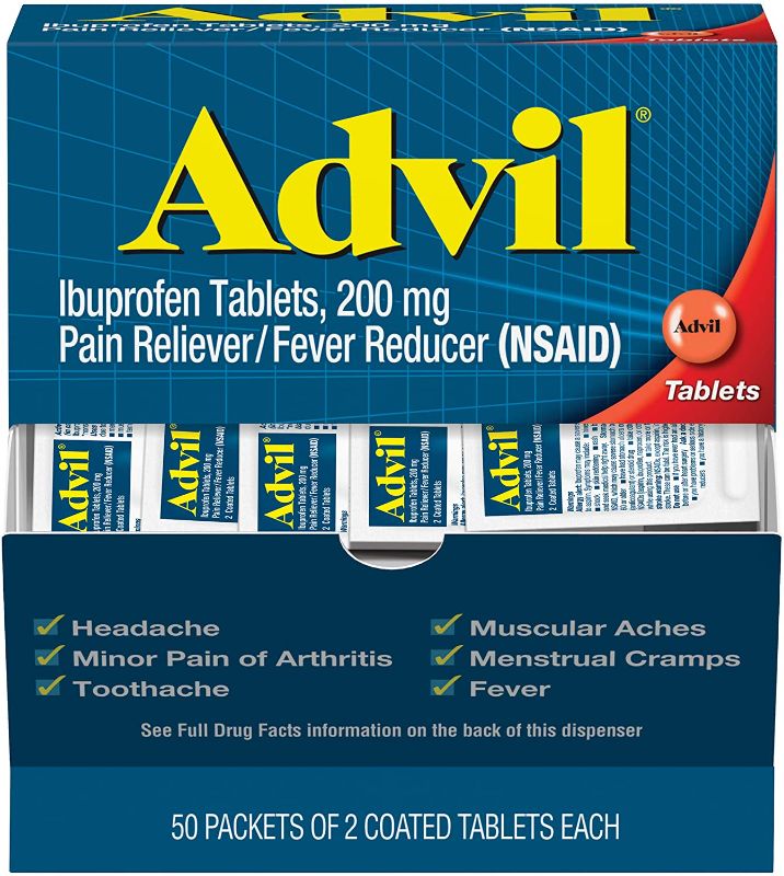 Photo 1 of Advil Pain Reliever and Fever Reducer, Pain Relief Medicine with Ibuprofen 200mg for Headache, Backache, Menstrual Pain and Joint Pain Relief - 50x2 Coated Tablets
best buy 02/23
