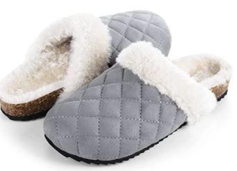 Photo 1 of Womens Slippers with Arch Support,House Fuzzy Furry Cork Mules Clogs for Ladies Size 9
