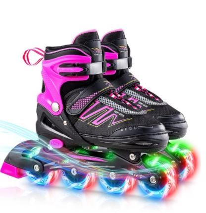 Photo 1 of Hiboy Adjustable Inline Skates with All Light up Wheels, Outdoor & Indoor Illuminating Roller Skates for Boys, Girls, Beginners large 5-8
