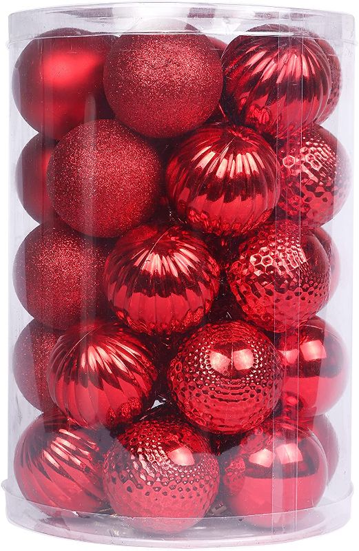 Photo 1 of YYCRAFT 34ct Christmas Ball Ornaments 6CM for Xmas Tree Christmas Decorations Shatterproof Hooks Included (Red, M)
