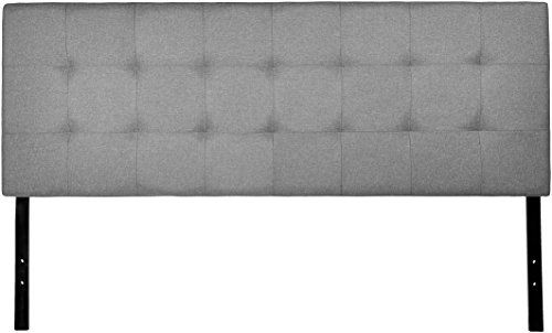 Photo 1 of Amazon Basics Faux Linen Upholstered Tufted Headboard - King, Grey 74in.