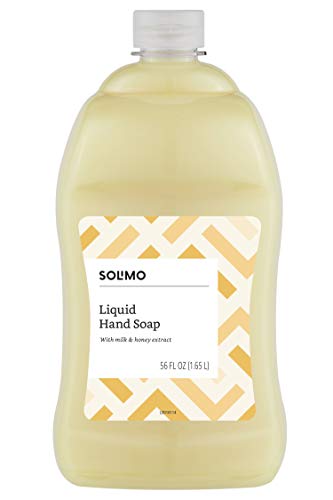 Photo 1 of Amazon Brand - Solimo Liquid Hand Soap Refill, Milk and Honey Scent, Triclosan-free, 56 Fluid Ounces, 2pck