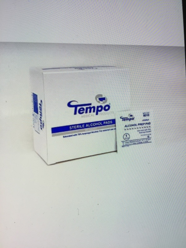 Photo 1 of 5 PACK TEMPO STERILE ALCOHOL PAD WABE 200 SMALL WIPES PER BOX