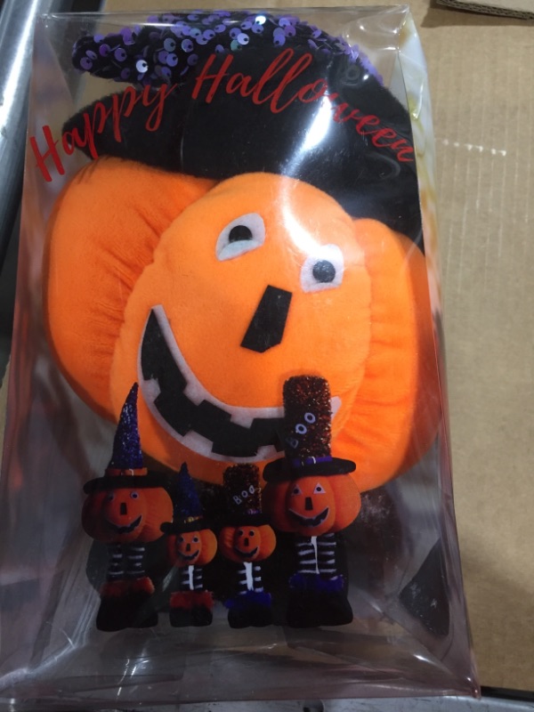 Photo 2 of Halloween Pumpkin Plush Toy in Witch, Costume Elastic Soft Doll with Bouncy Legs for Home Party
