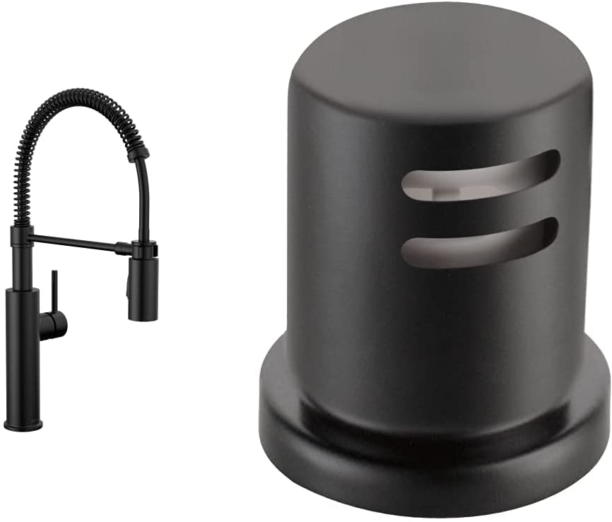 Photo 1 of Delta Faucet Antoni Black Kitchen Faucet, Matte Black 18803-BL-DST & Delta Kitchen Air Gap, Matte Black
