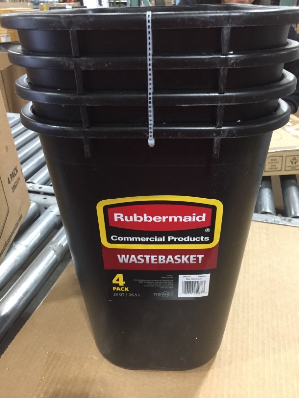 Photo 2 of (4-Pk) Rubbermaid Commercial Products Plastic Resin Desk Bins Set 28L 