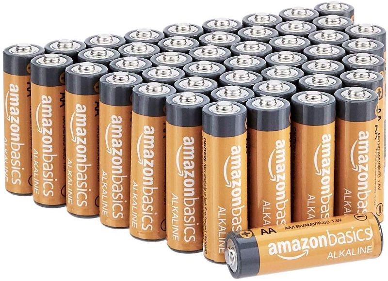 Photo 1 of Amazon Basics 48 Pack AA High-Performance Alkaline Batteries, 10-Year Shelf Life, Easy to Open Value Pack
