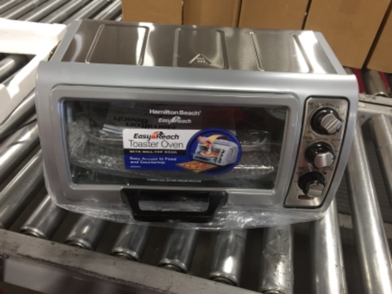 Photo 4 of Hamilton Beach 6-Slice Countertop Toaster Oven with Easy Reach Roll-Top Door, Bake Pan, Silver (31127D)
