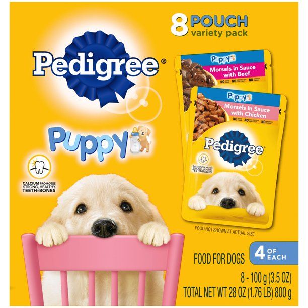 Photo 1 of 2 boxes of, PEDIGREE PUPPY Soft Wet Meaty Dog Food Variety Pack, (8) 3.5 oz Pouches
