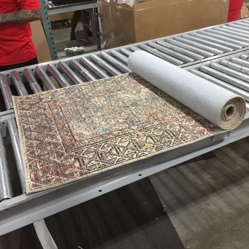 Photo 1 of Amber Lewis x Loloi Billie 2'6" x 12' Aqua and Rust Runner
